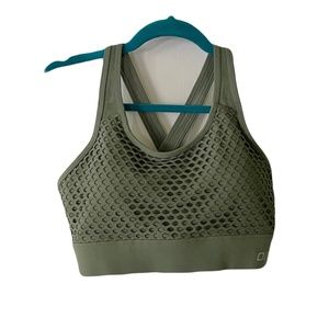 LORNA JANE Green Double Layered Netting Sports Bra / Top - Size Large